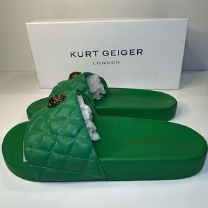 Kurt Geiger London Meena Eagle slide sandals in green Sz 7